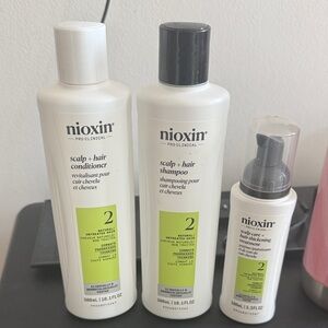 Nioxin System 2 Scalp + Hair Shampoo, Conditioner & Treatment Trio - White/Green
